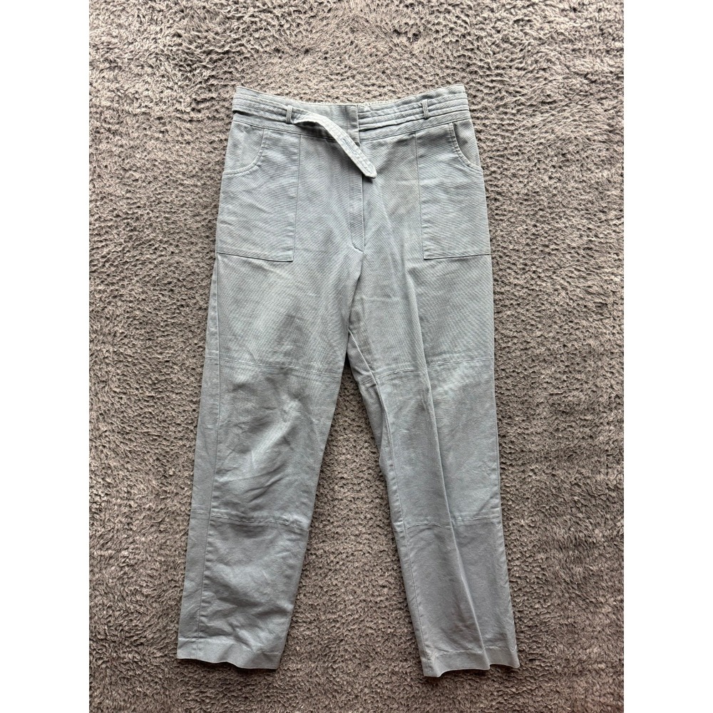Tanner Fletcher High Rise Straight Canvas Belted‎ Pants Gray Womens Size 30 x 29